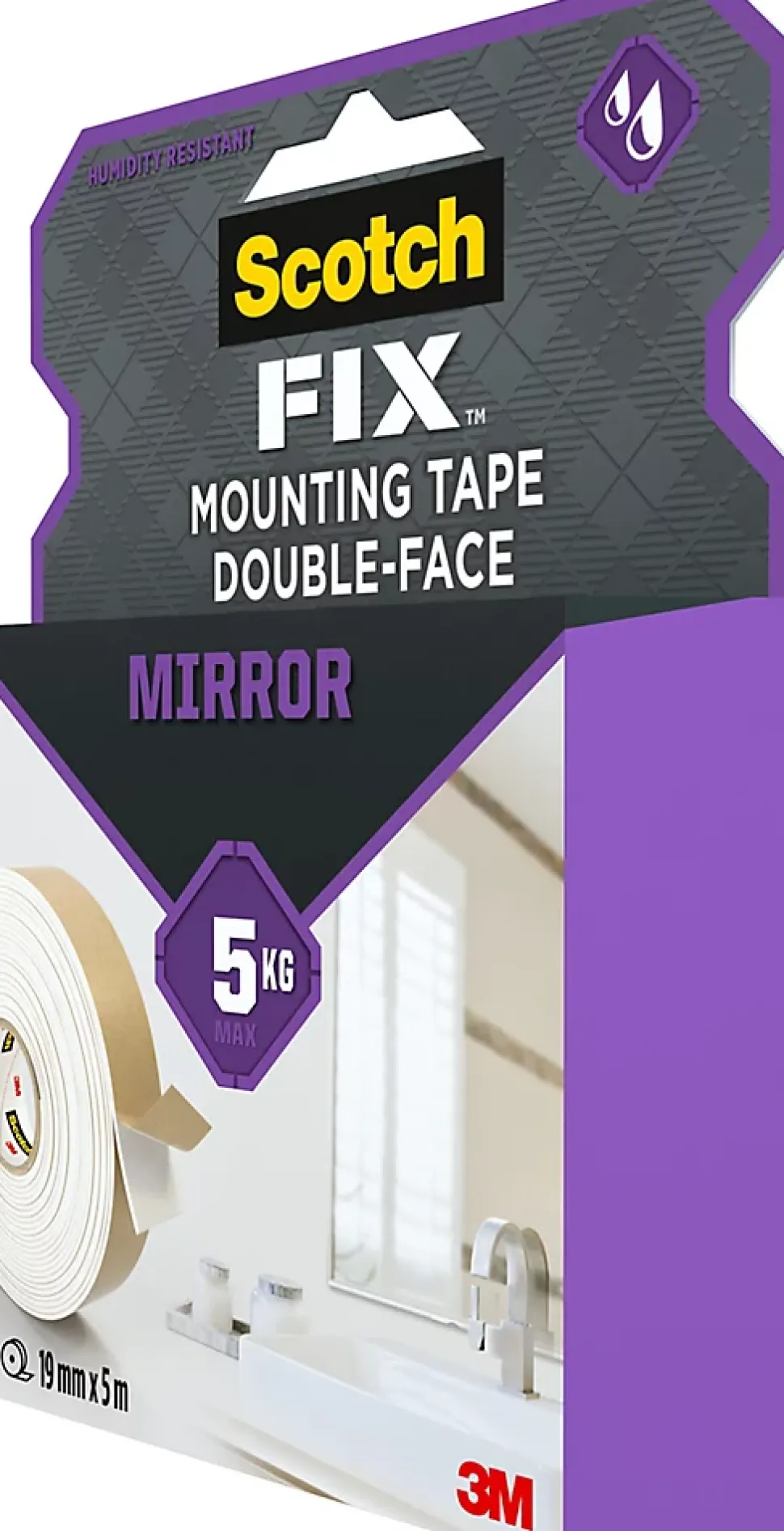 Double face miroir 3M 19 mm x 5 m blanc, 5 kg