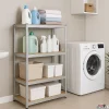 Double étagère métallique 160 x 160 cm, 8 plateaux de rangement, 640 kg, acier galvanisé, modulable - 30 cm - Gris - EURO VANADIUM
