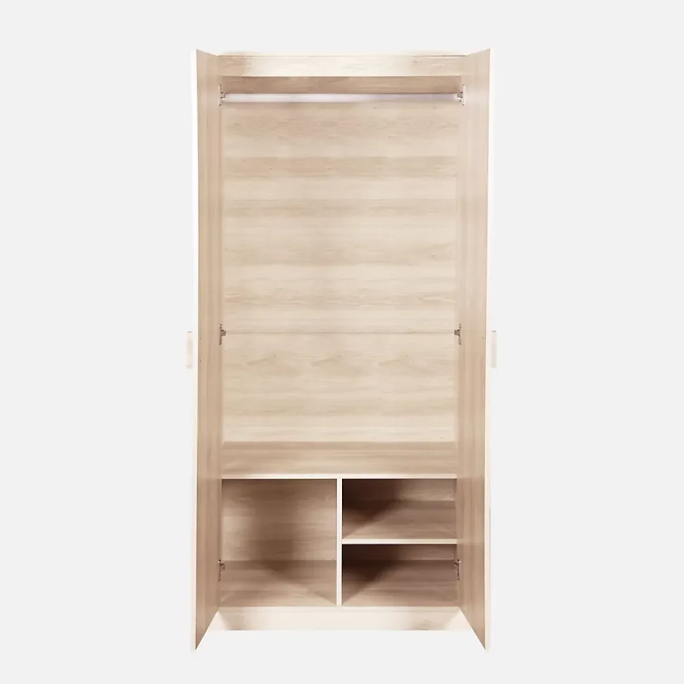 Dressing. armoire. 2 portes avec penderie et rangements LINEAR. panneaux stratifiés et pied en bois de sapin L 80 x P 48 x H 180cm