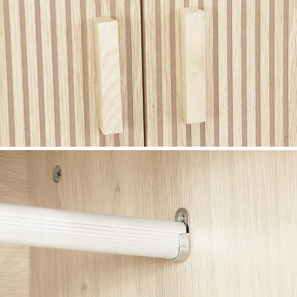 Dressing. armoire. 2 portes avec penderie et rangements LINEAR. panneaux stratifiés et pied en bois de sapin L 80 x P 48 x H 180cm
