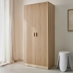 Dressing. armoire. 2 portes avec penderie et rangements LINEAR. panneaux stratifiés et pied en bois de sapin L 80 x P 48 x H 180cm