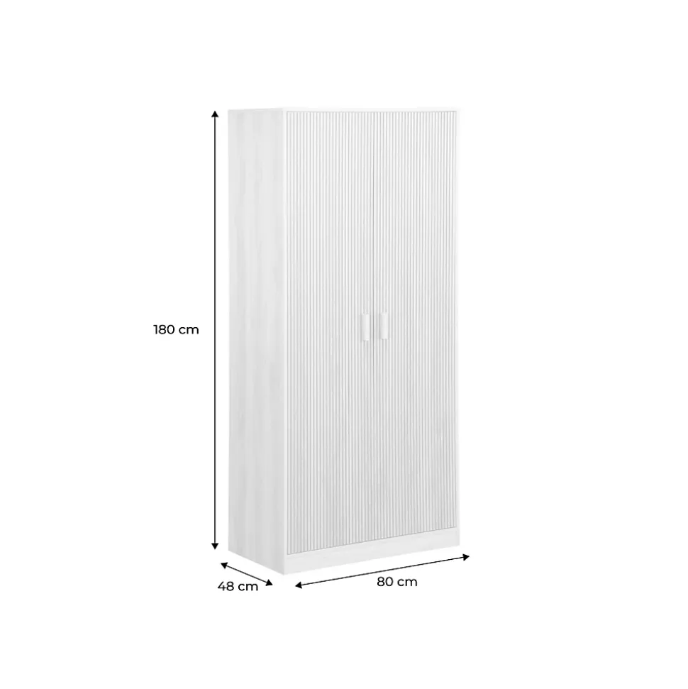 Dressing. armoire. 2 portes avec penderie et rangements LINEAR. panneaux stratifiés et pied en bois de sapin L 80 x P 48 x H 180cm