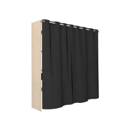 Dressing avec rideau - Decor chene jackson et noir - L 198 x P 48 x H 203 cm - COMO