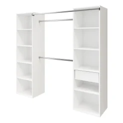 Dressing avec rideau et porte miroir blanc GoodHome Atomia H. 187,5 x L. 200 x P. 45 cm
