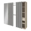 Dressing avec rideau et porte miroir effet chêne GoodHome Atomia H. 187,5 x L. 200 x P. 45 cm