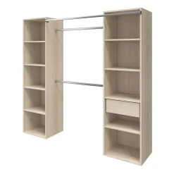 Dressing avec rideau et porte miroir effet chêne GoodHome Atomia H. 187,5 x L. 200 x P. 45 cm