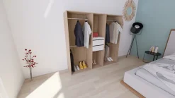Dressing bicolore 4 penderies et 2 tiroirs GoodHome Atomia H. 187,5 x L. 200 x P. 45 cm
