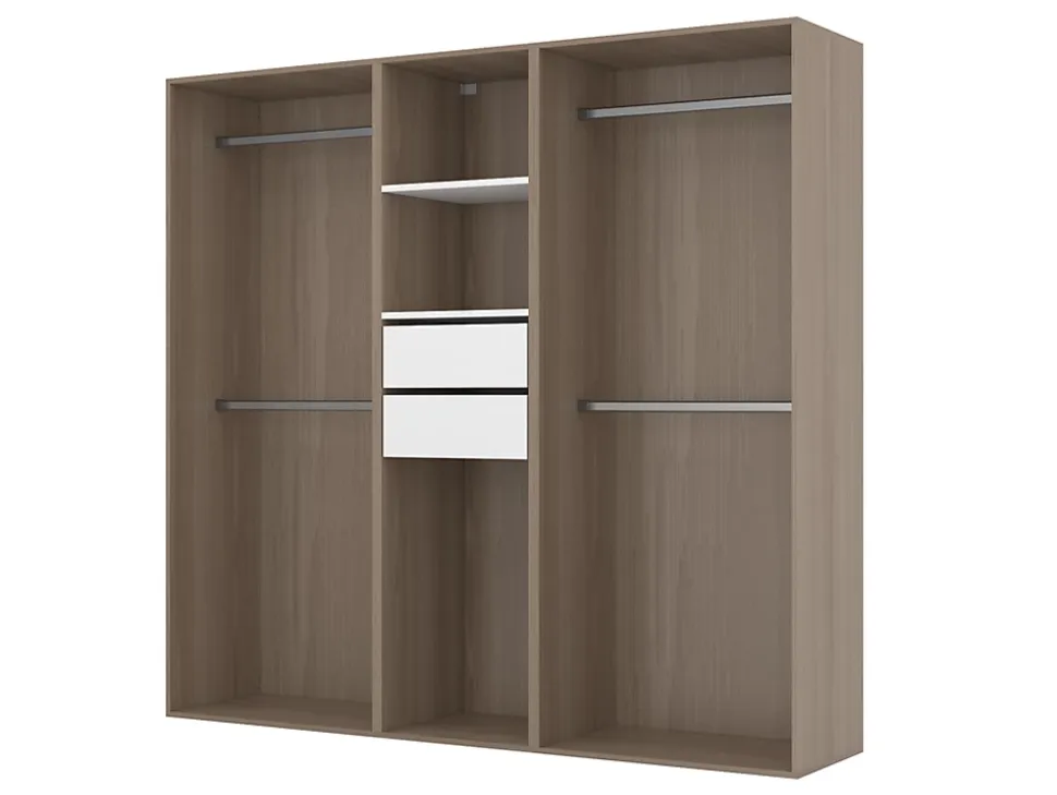 Dressing bicolore 4 penderies et 2 tiroirs GoodHome Atomia H. 187,5 x L. 200 x P. 45 cm