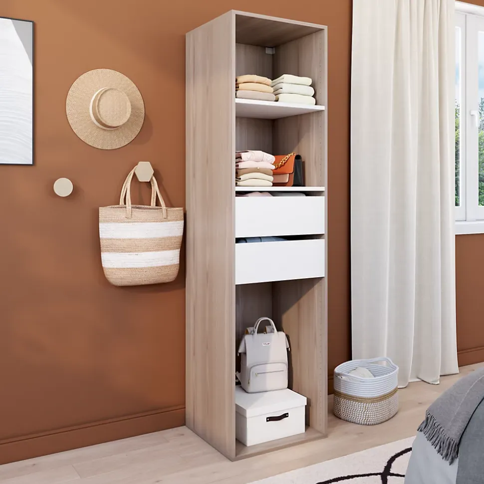 Dressing bicolore 2 tiroirs GoodHome Atomia H. 187,5 x L. 50 x P. 45 cm