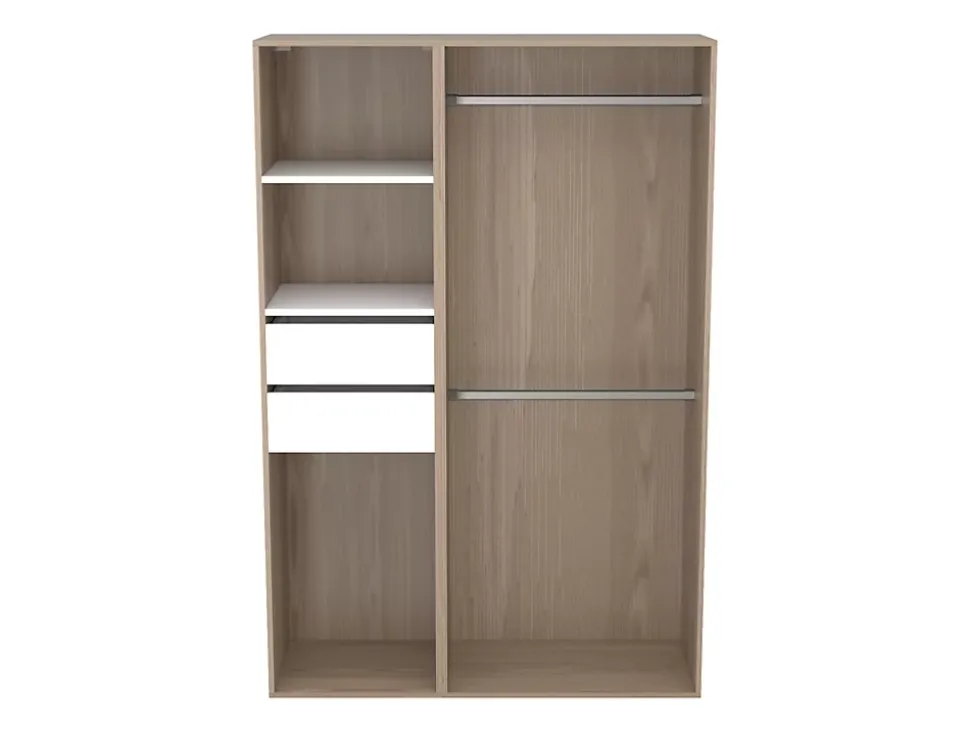 Dressing bicolore double penderie 2 tiroirs GoodHome Atomia H. 187,5 x L. 125 x P. 45 cm