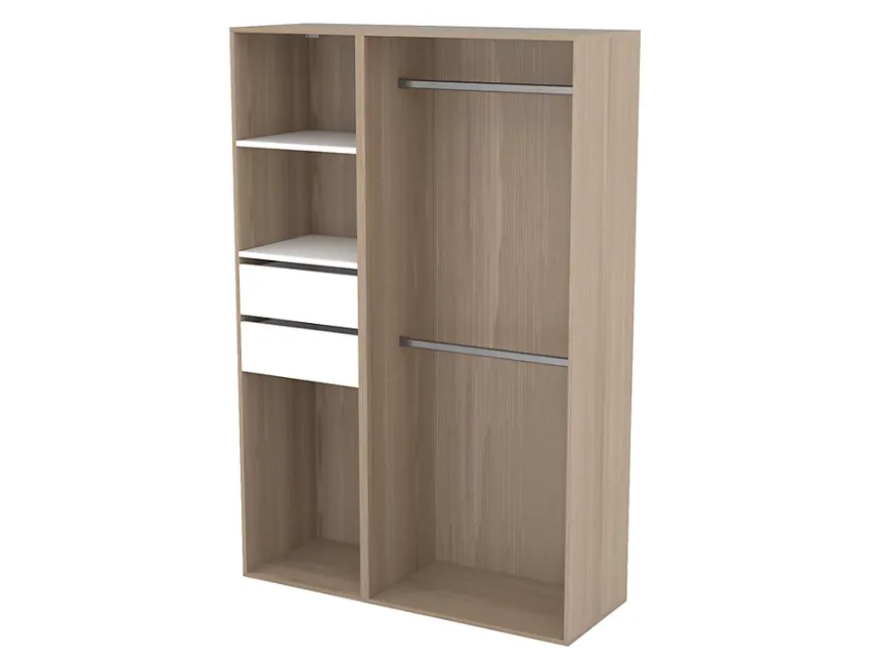 Dressing bicolore double penderie 2 tiroirs GoodHome Atomia H. 187,5 x L. 125 x P. 45 cm