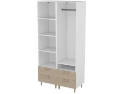 Dressing bicolore sur pieds 4 tiroirs chambre enfant GoodHome Atomia H. 198,5 x L. 100 x P. 45 cm