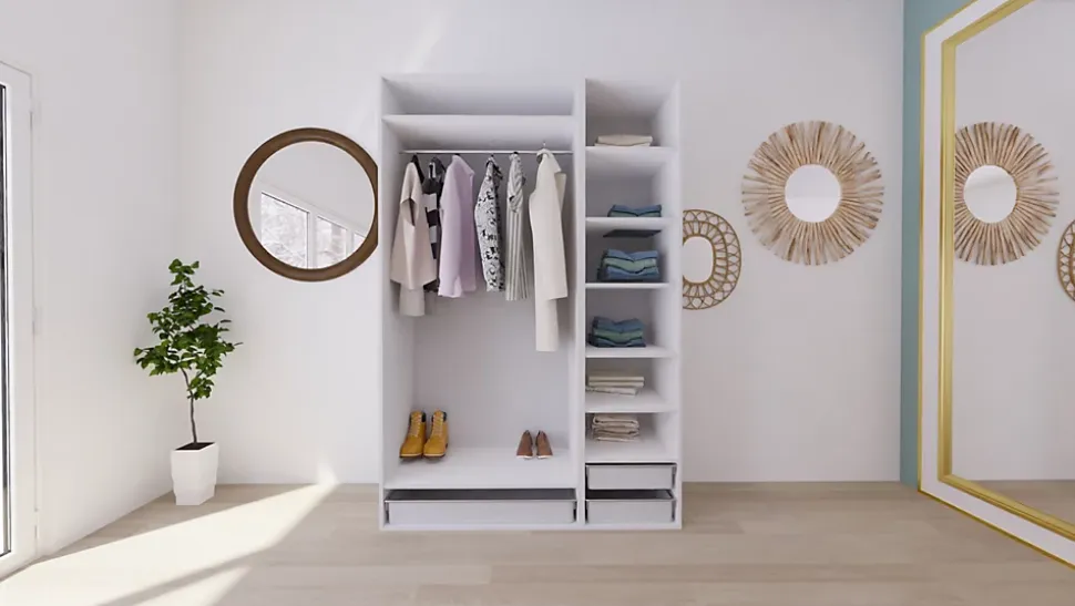 Dressing blanc 3 paniers GoodHome Atomia H. 225 x L. 150 x P. 58 cm