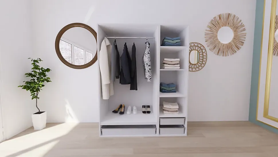 Dressing blanc 3 paniers GoodHome Atomia H. 187,5 x L. 150 x P. 58 cm