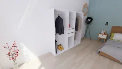 Dressing blanc 4 penderies et 2 tiroirs GoodHome Atomia H. 187,5 x L. 200 x P. 45 cm