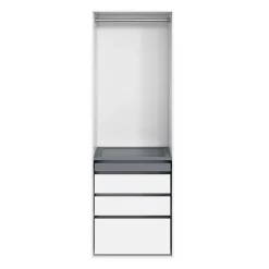 Dressing blanc 4 tablettes 3 tiroirs GoodHome Atomia H. 225 x L. 75 x P. 58 cm