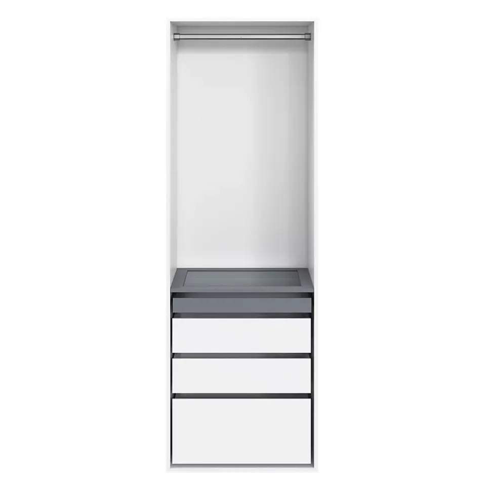 Dressing blanc 4 tablettes 3 tiroirs GoodHome Atomia H. 225 x L. 75 x P. 58 cm