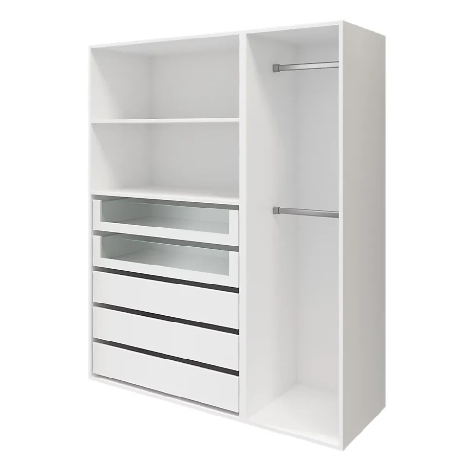 Dressing blanc 2 tablettes 5 tiroirs GoodHome Atomia H. 187,5 x L. 150 x P. 58 cm
