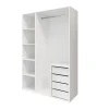 Dressing blanc 4 tablettes 4 tiroirs GoodHome Atomia H. 225 x L. 150 x P. 58 cm