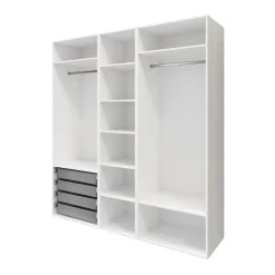 Dressing blanc 6 tablettes 4 paniers GoodHome Atomia H. 225 x L. 200 x P. 58 cm