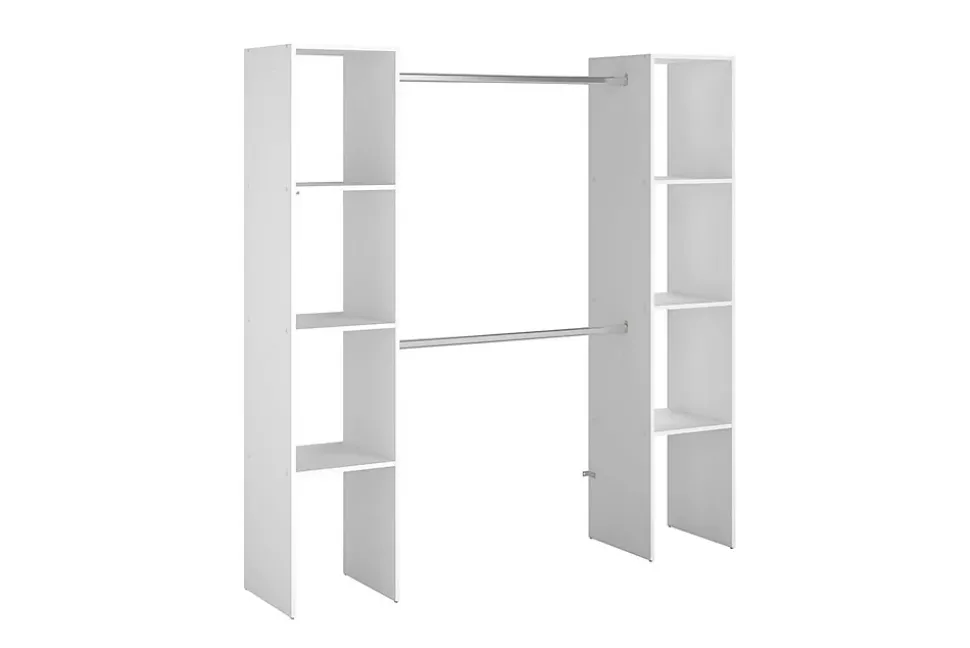 Dressing blanc 6 étagères, 2 penderies 180 x 40 x 180 cm - ELYSEE