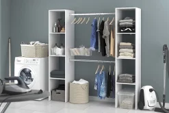 Dressing blanc 6 étagères, 2 penderies 180 x 40 x 180 cm - ELYSEE