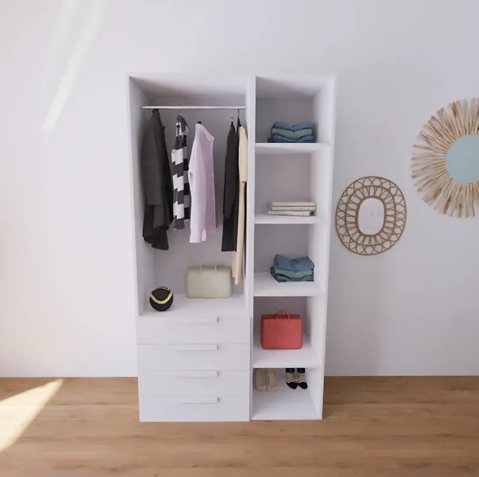 Dressing blanc 4 tiroirs GoodHome Atomia H. 225 x L. 125 x P. 58 cm