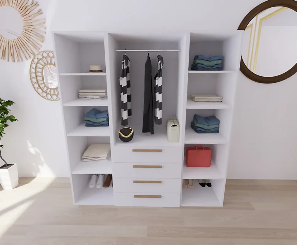 Dressing blanc 4 tiroirs GoodHome Atomia H. 187,5 x L. 175 x P. 58 cm