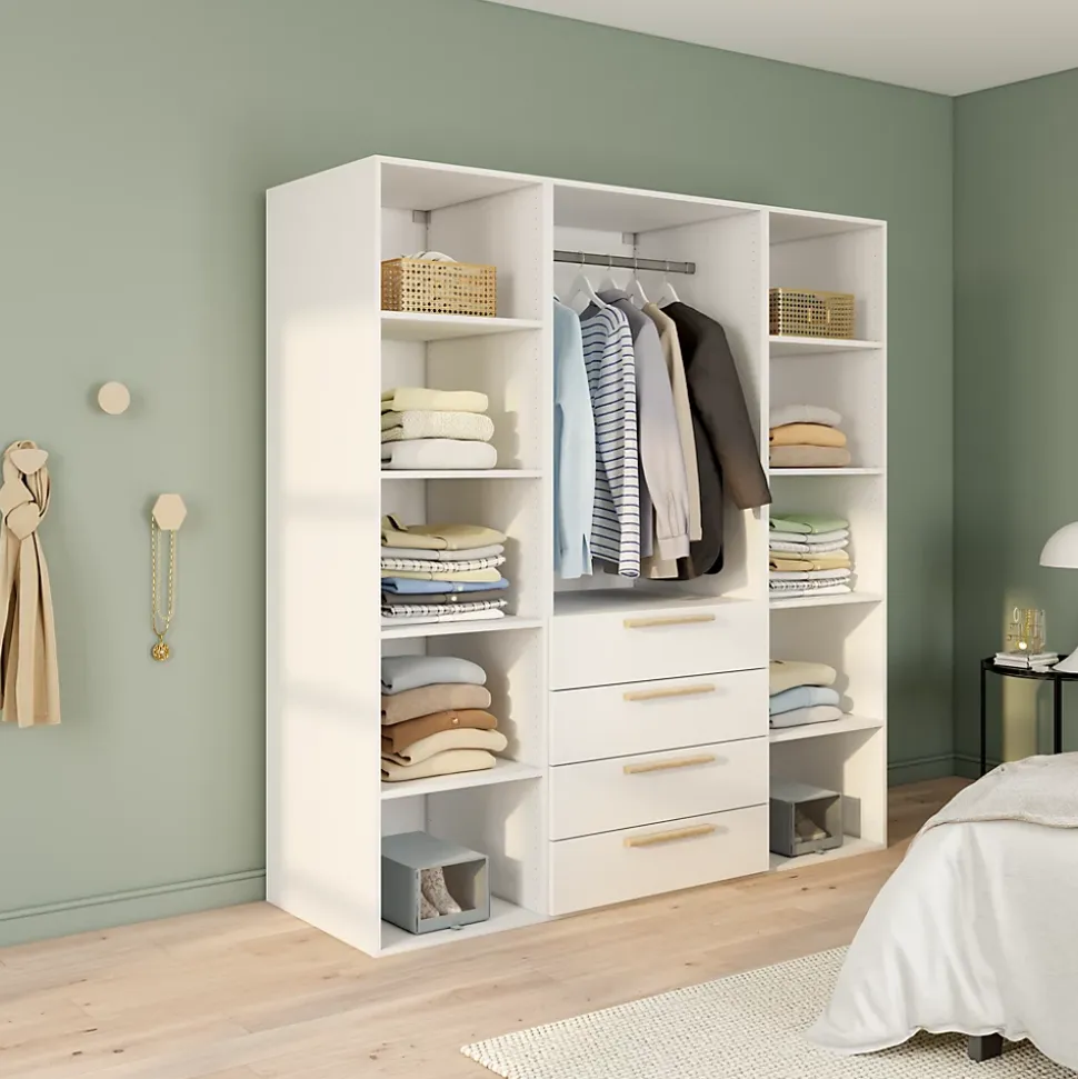 Dressing blanc 4 tiroirs GoodHome Atomia H. 187,5 x L. 175 x P. 58 cm
