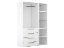Dressing blanc 4 tiroirs GoodHome Atomia H. 187,5 x L. 125 x P. 58 cm