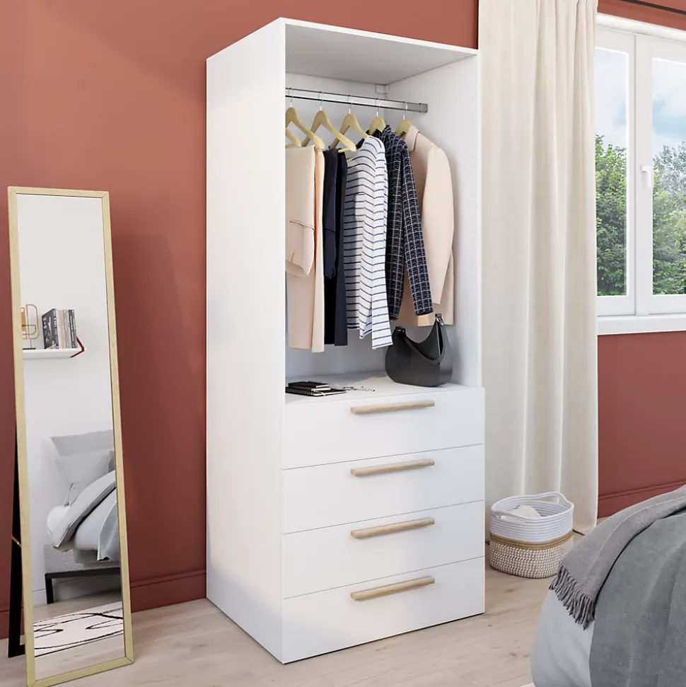 Dressing blanc 4 tiroirs GoodHome Atomia H. 187,5 x L. 75 x P. 58 cm