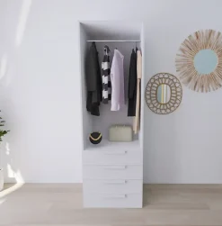 Dressing blanc 4 tiroirs GoodHome Atomia H. 225 x L. 75 x P. 58 cm