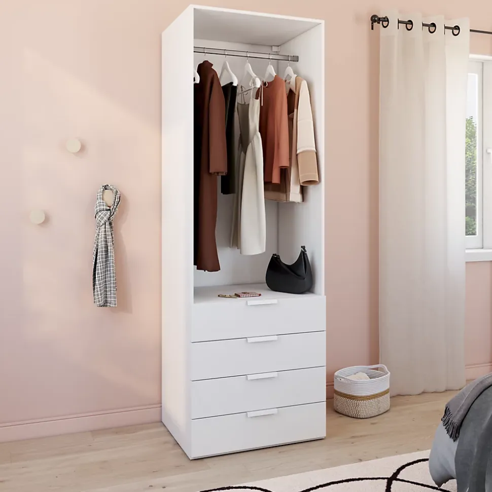 Dressing blanc 4 tiroirs GoodHome Atomia H. 225 x L. 75 x P. 58 cm