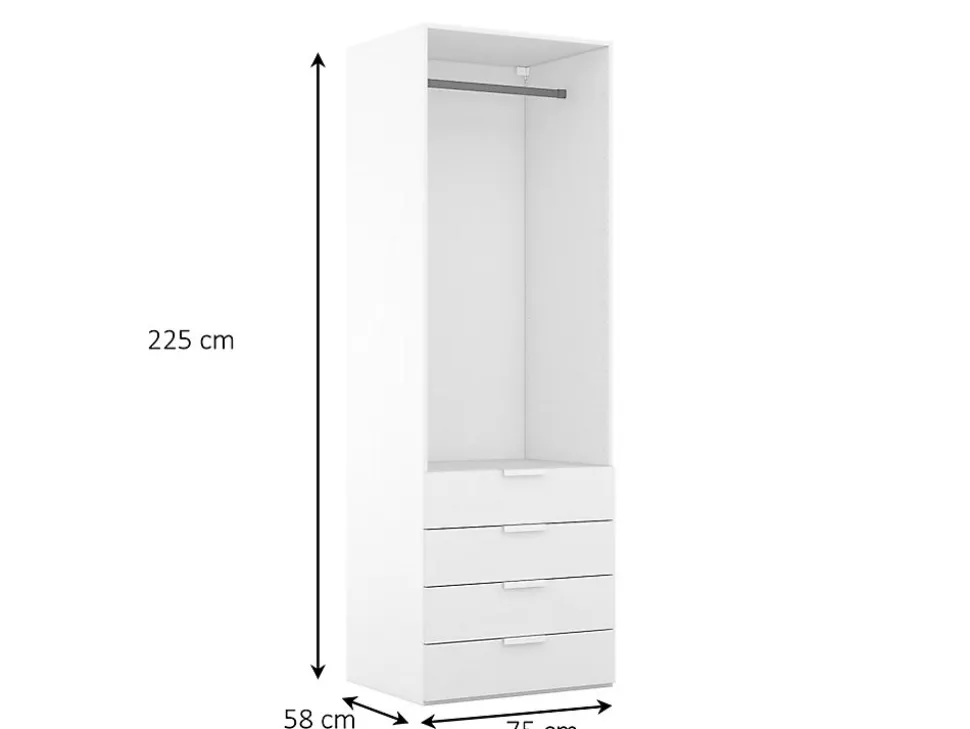 Dressing blanc 4 tiroirs GoodHome Atomia H. 225 x L. 75 x P. 58 cm