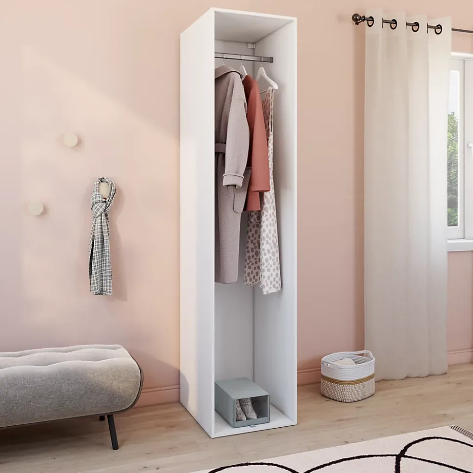Dressing blanc avec penderie GoodHome Atomia H. 225 x L. 50 x P. 58 cm