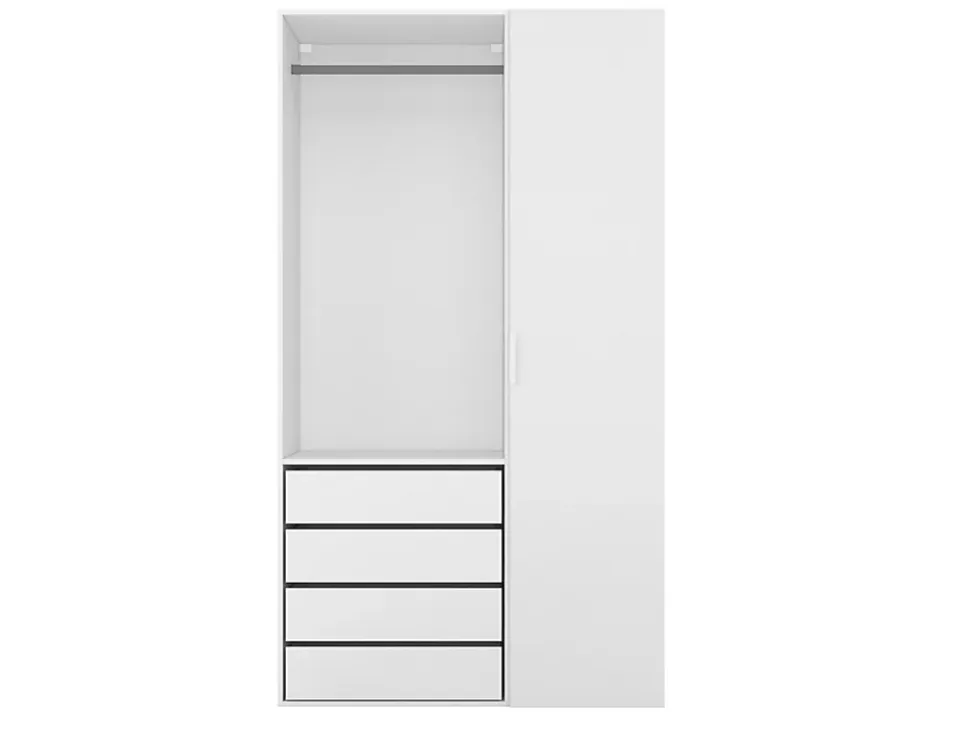 Dressing blanc avec porte et 4 tiroirs GoodHome Atomia H. 225 x L. 125 x P. 58 cm