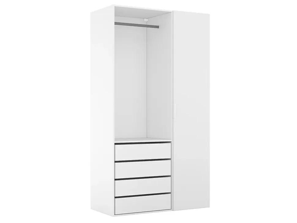 Dressing blanc avec porte et 4 tiroirs GoodHome Atomia H. 225 x L. 125 x P. 58 cm