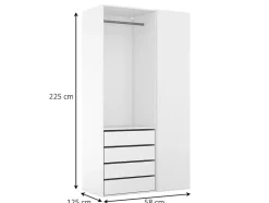 Dressing blanc avec porte et 4 tiroirs GoodHome Atomia H. 225 x L. 125 x P. 58 cm