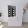Dressing blanc avec porte 4 tiroirs GoodHome Atomia H. 187,5 x L. 125 x P. 58 cm