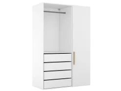 Dressing blanc avec porte 4 tiroirs GoodHome Atomia H. 187,5 x L. 125 x P. 58 cm