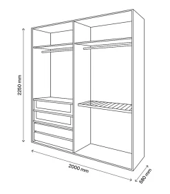 Dressing blanc avec porte-pantalons GoodHome Atomia H. 225 x L. 200 x P. 58 cm