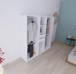 Dressing blanc avec porte 4 penderies et 2 tiroirs GoodHome Atomia H. 187,5 x L. 200 x P. 45 cm