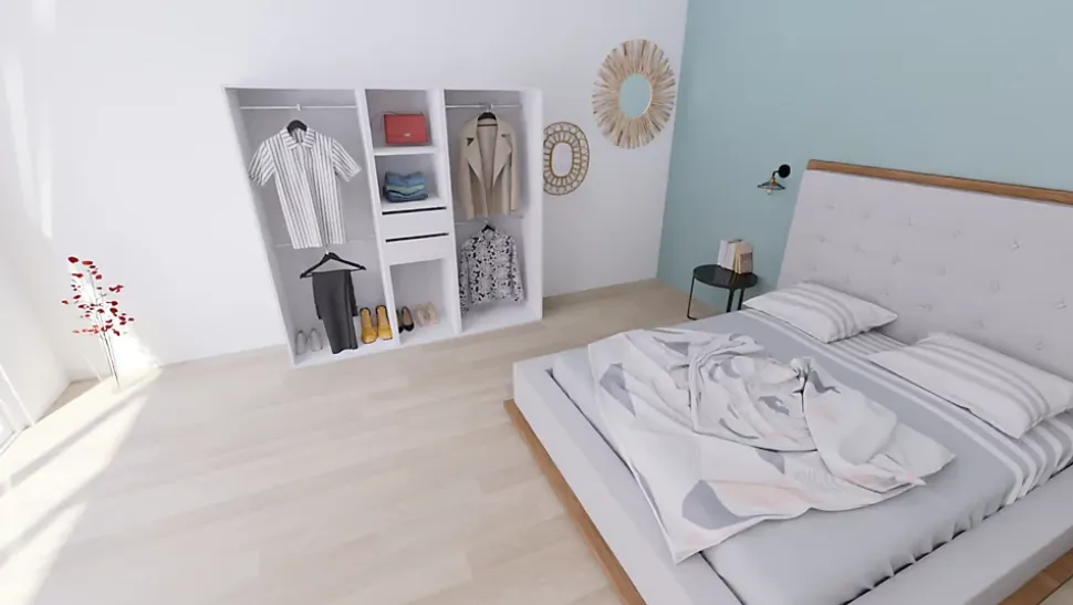 Dressing blanc avec porte 4 penderies et 2 tiroirs GoodHome Atomia H. 187,5 x L. 200 x P. 45 cm