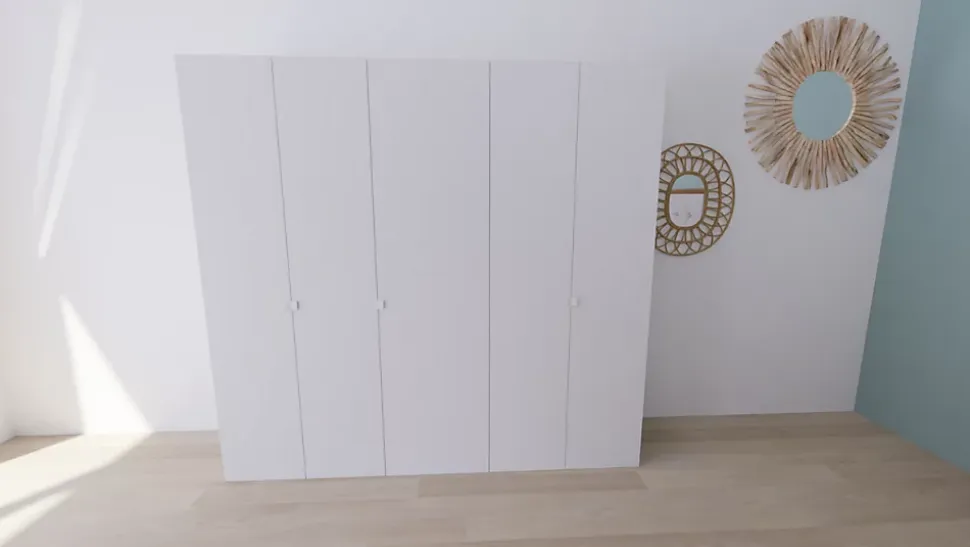 Dressing blanc avec porte 4 penderies et 2 tiroirs GoodHome Atomia H. 187,5 x L. 200 x P. 45 cm