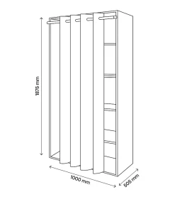 Dressing blanc avec rideau et tringle coulissante GoodHome Atomia H. 187,5 x L. 100 x P. 50,5 cm