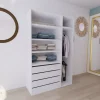 Dressing blanc double penderie et 4 tiroirs GoodHome Atomia H. 225 x L. 150 x P. 58 cm