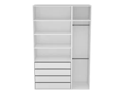 Dressing blanc double penderie et 4 tiroirs GoodHome Atomia H. 225 x L. 150 x P. 58 cm