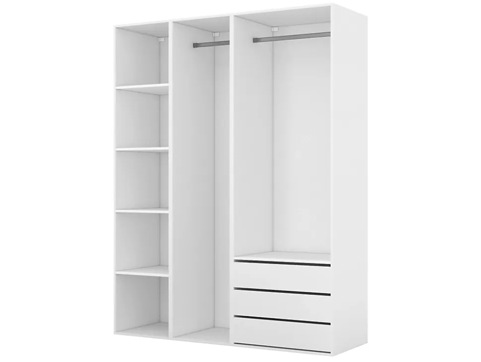 Dressing blanc double penderie 3 tiroirs GoodHome Atomia H. 225 x L. 175 x P. 58 cm