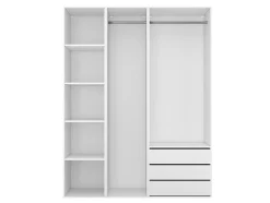 Dressing blanc double penderie 3 tiroirs GoodHome Atomia H. 225 x L. 175 x P. 58 cm