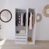 Dressing blanc double penderie 3 tiroirs GoodHome Atomia H. 225 x L. 125 x P. 58 cm